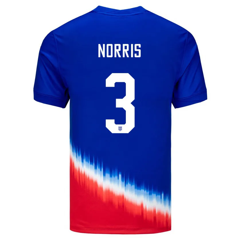 Danxen Kobiety Stany Zjednoczone Nolan Norris #3 Niebieski Wyjazdowa Koszulka 24-26 Koszulki Klubowe
