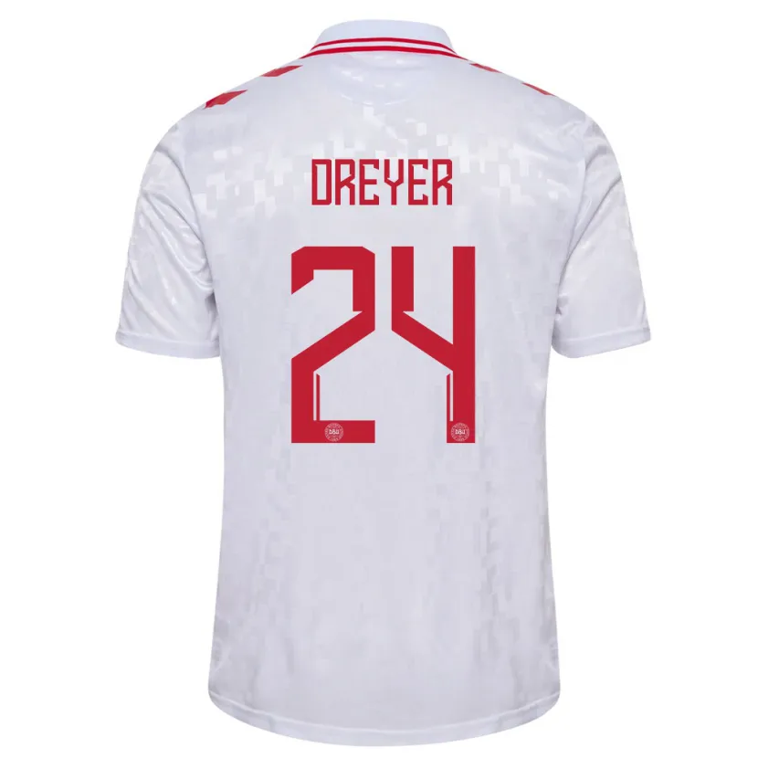 Danxen Kobiety Dania Anders Dreyer #24 Biały Wyjazdowa Koszulka 24-26 Koszulki Klubowe