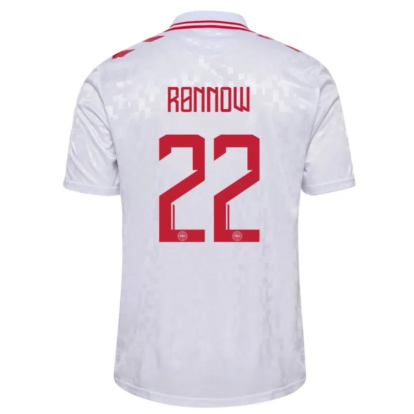 Danxen Kobiety Dania Frederik Rønnow #22 Biały Wyjazdowa Koszulka 24-26 Koszulki Klubowe