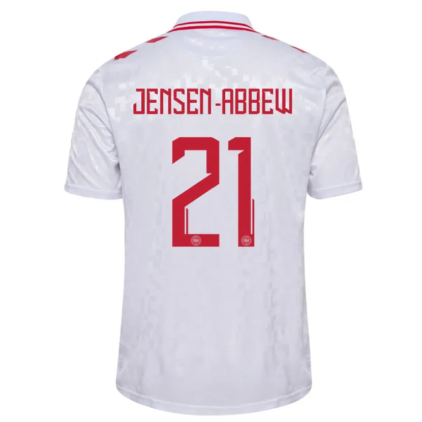 Danxen Kobiety Dania Jonas Jensen-Abbew #21 Biały Wyjazdowa Koszulka 24-26 Koszulki Klubowe