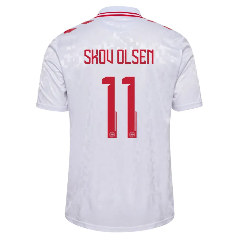Danxen Kobiety Dania Andreas Skov Olsen #11 Biały Wyjazdowa Koszulka 24-26 Koszulki Klubowe