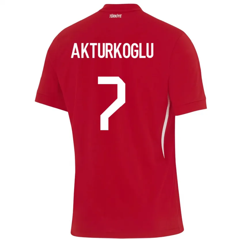 Danxen Kobiety Turcja Kerem Aktürkoğlu #7 Czerwony Wyjazdowa Koszulka 24-26 Koszulki Klubowe