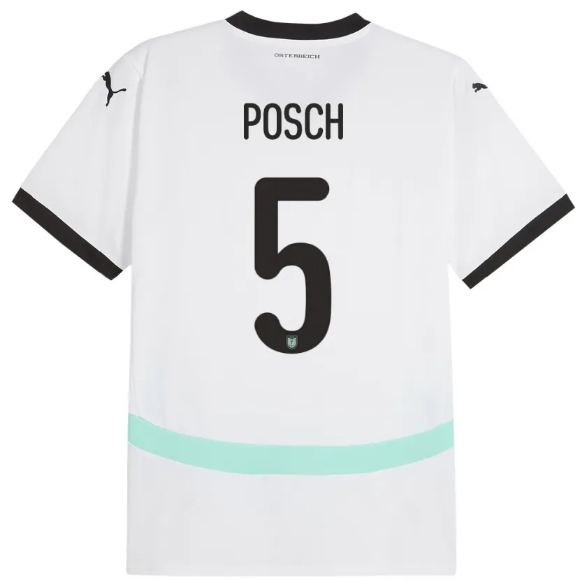 Danxen Kobiety Austria Stefan Posch #5 Biały Wyjazdowa Koszulka 24-26 Koszulki Klubowe