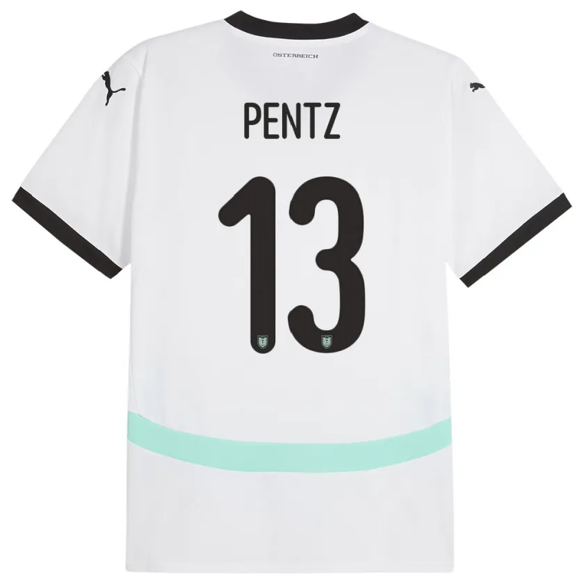 Danxen Kobiety Austria Patrick Pentz #13 Biały Wyjazdowa Koszulka 24-26 Koszulki Klubowe