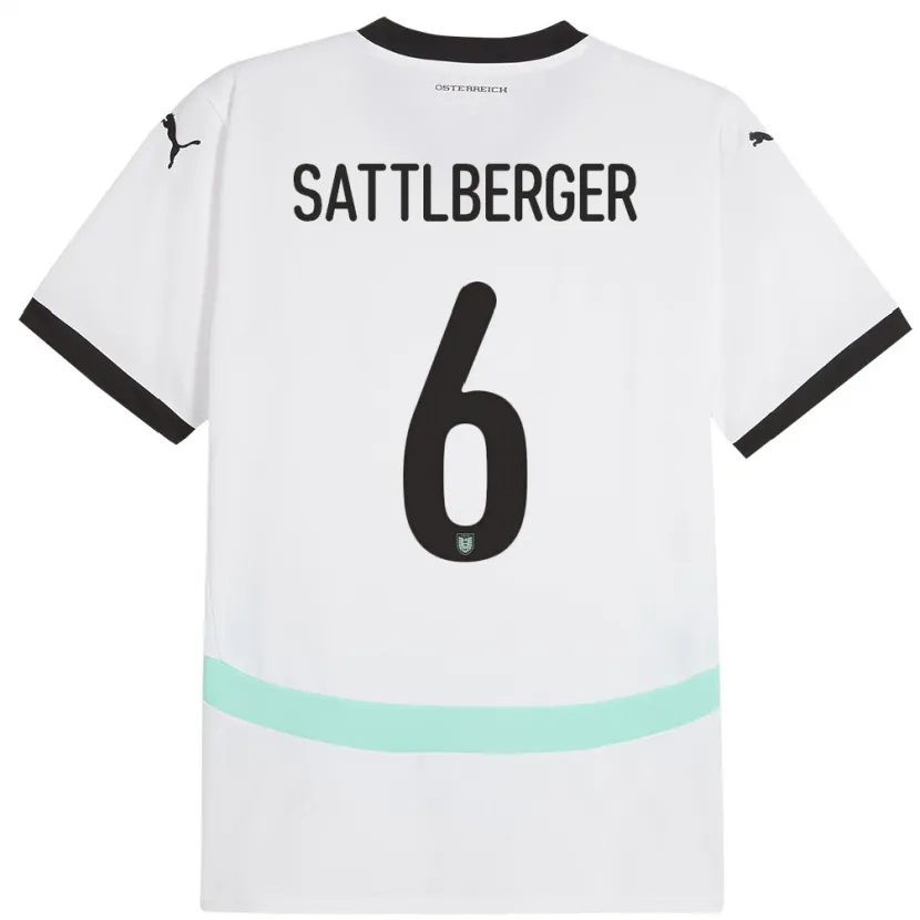 Danxen Kobiety Austria Nikolas Sattlberger #6 Biały Wyjazdowa Koszulka 24-26 Koszulki Klubowe
