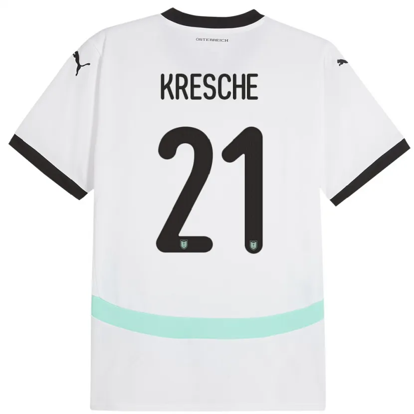 Danxen Kobiety Austria Isabella Kresche #21 Biały Wyjazdowa Koszulka 24-26 Koszulki Klubowe