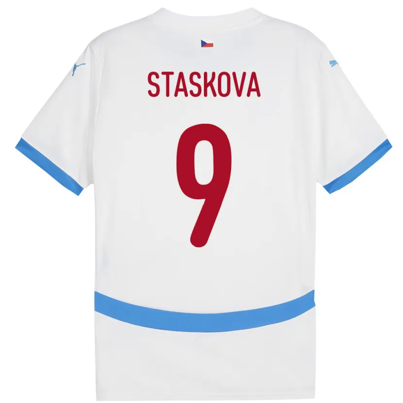 Danxen Kobiety Czechy Andrea Stašková #9 Biały Wyjazdowa Koszulka 24-26 Koszulki Klubowe