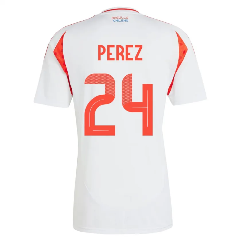Danxen Kobiety Chile César Pérez #24 Biały Wyjazdowa Koszulka 24-26 Koszulki Klubowe