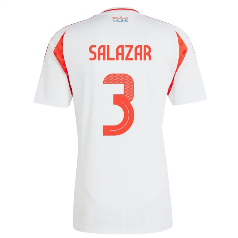 Danxen Kobiety Chile Yahir Salazar #3 Biały Wyjazdowa Koszulka 24-26 Koszulki Klubowe