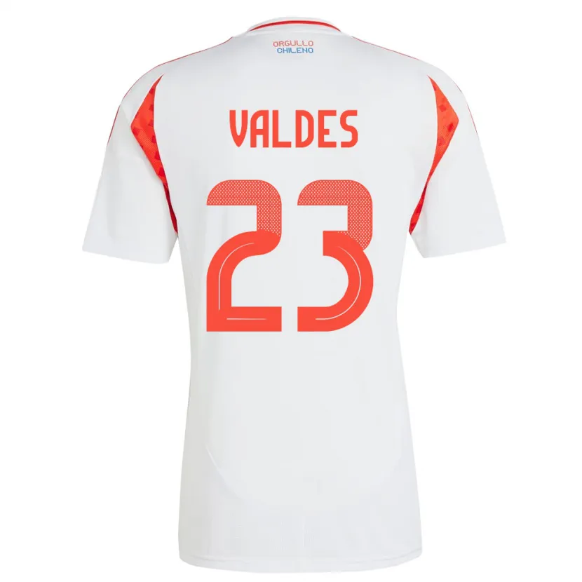 Danxen Kobiety Chile Francisco Valdés #23 Biały Wyjazdowa Koszulka 24-26 Koszulki Klubowe