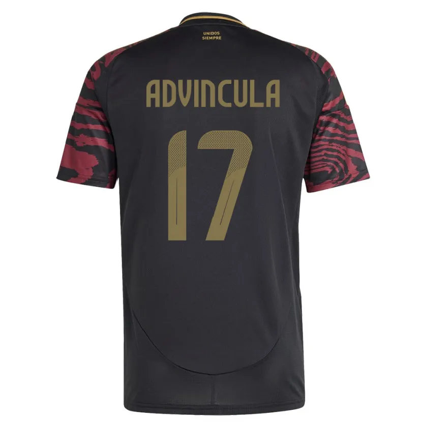Danxen Kobiety Peru Luis Advíncula #17 Czarny Wyjazdowa Koszulka 24-26 Koszulki Klubowe