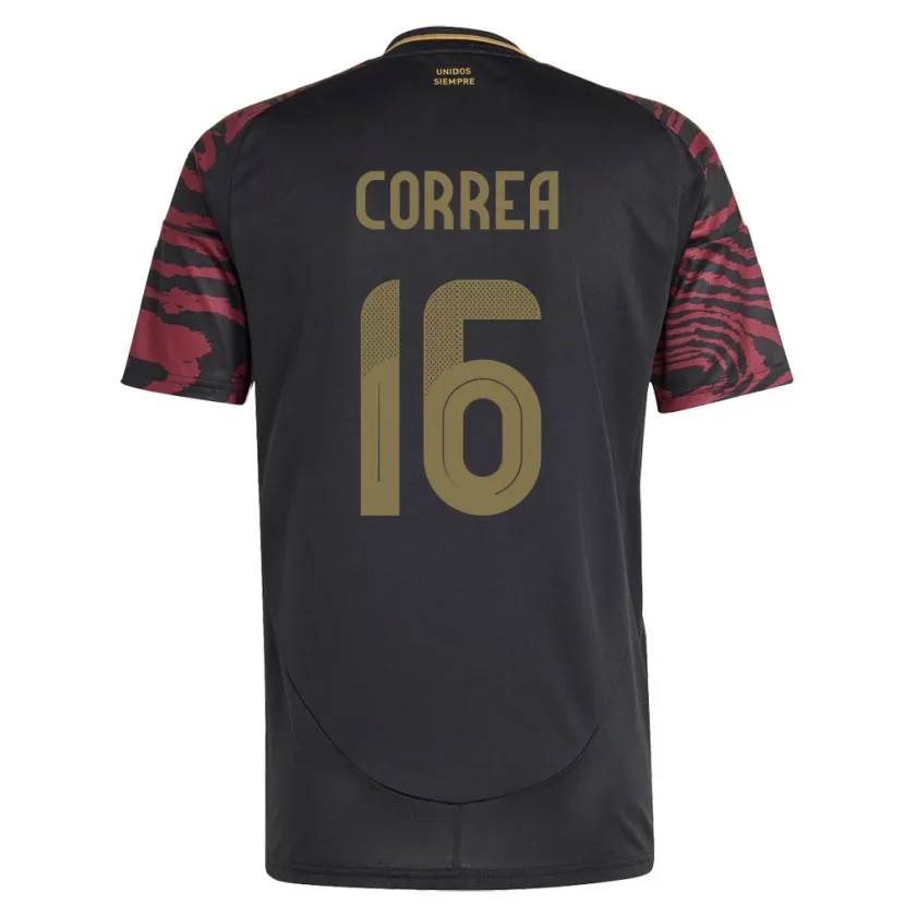 Danxen Kobiety Peru Eslyn Correa #16 Czarny Wyjazdowa Koszulka 24-26 Koszulki Klubowe
