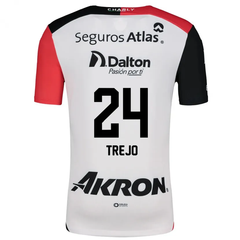 Danxen Dzieci Christopher Trejo #24 Biały Czerwony Czarny Wyjazdowa Koszulka 2024/25 Koszulki Klubowe