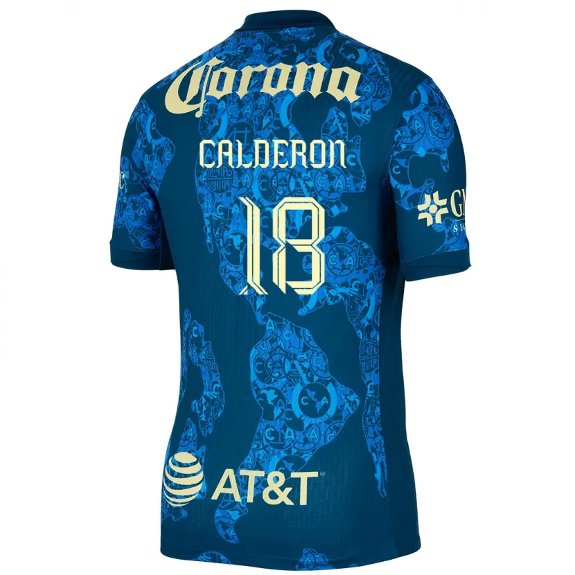 Danxen Dzieci Cristian Calderón #18 Niebiesko-Żółty Wyjazdowa Koszulka 2024/25 Koszulki Klubowe