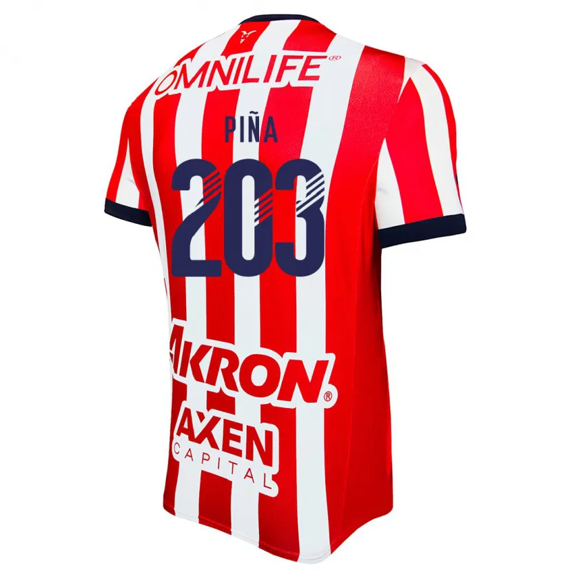 Danxen Męski Fernando Piña #203 Czerwony Biały Niebieski Domowa Koszulka 2024/25 Koszulki Klubowe