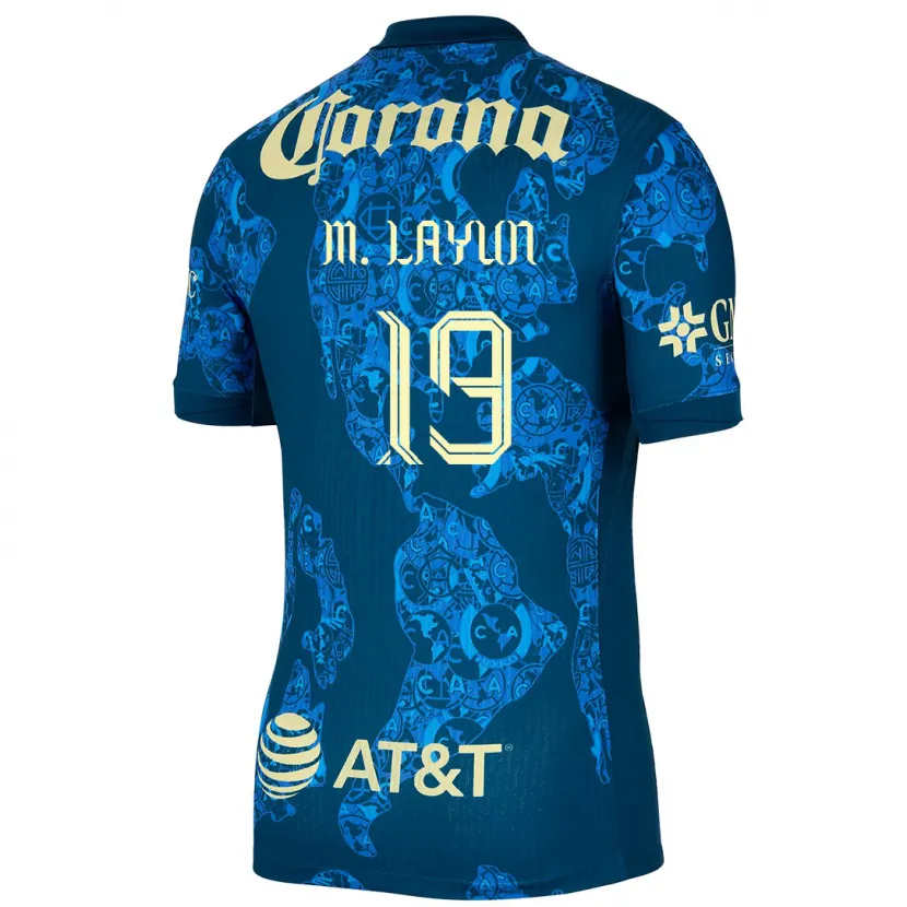 Danxen Męski Miguel Layún #19 Niebiesko-Żółty Wyjazdowa Koszulka 2024/25 Koszulki Klubowe
