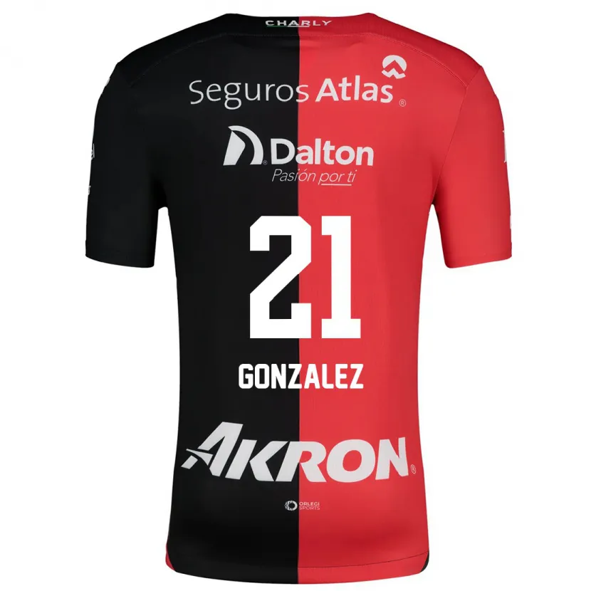 Danxen Kobiety Sarahí González #21 Czerwony Czarny Domowa Koszulka 2024/25 Koszulki Klubowe