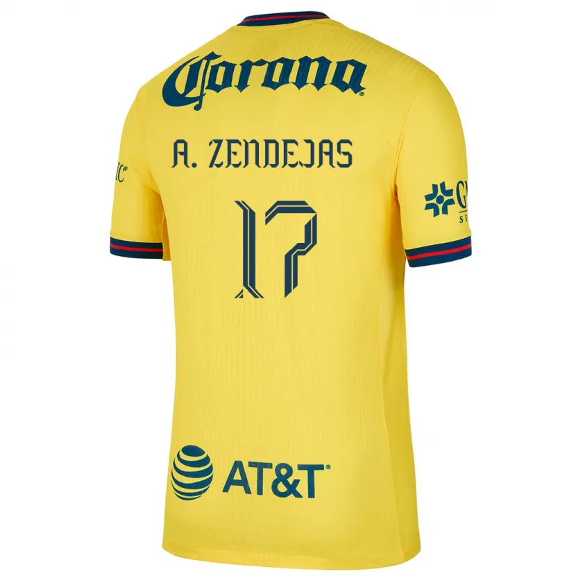 Danxen Kobiety Álex Zendejas #17 Yellow Blue Domowa Koszulka 2024/25 Koszulki Klubowe