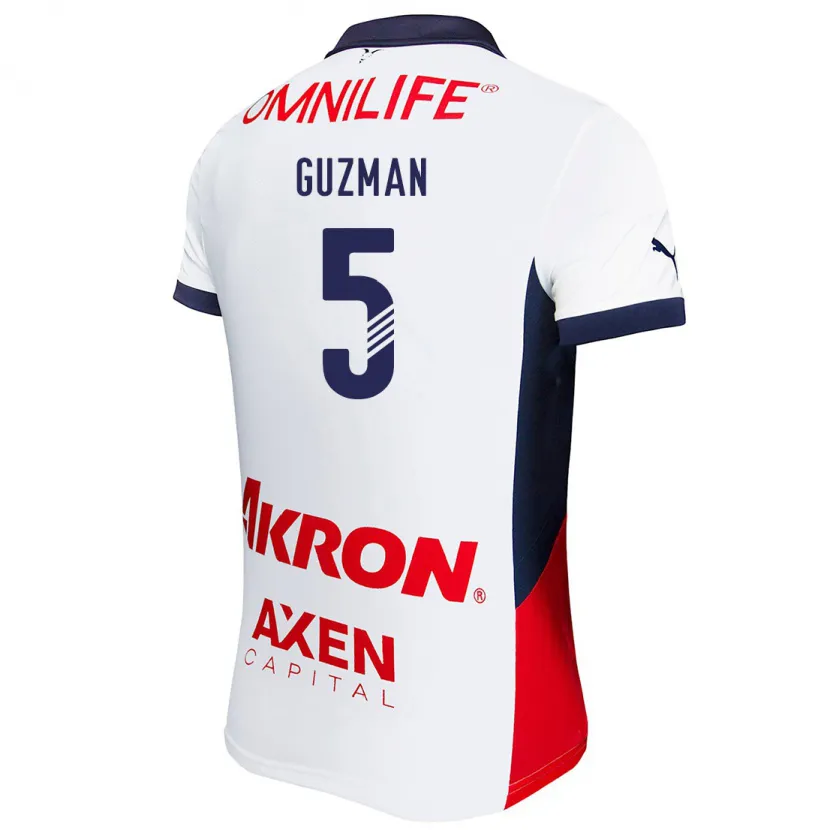 Danxen Kobiety Víctor Guzmán #5 Biały Żółty Niebieski Wyjazdowa Koszulka 2024/25 Koszulki Klubowe