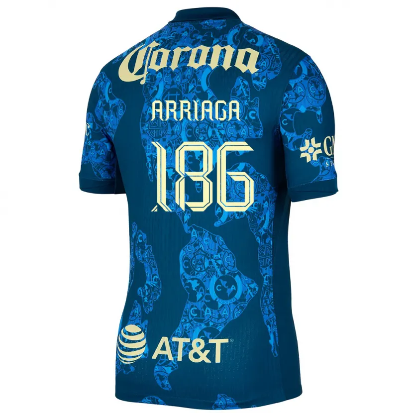 Danxen Kobiety Diego Arriaga #186 Niebiesko-Żółty Wyjazdowa Koszulka 2024/25 Koszulki Klubowe
