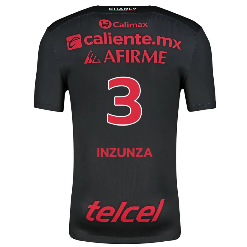 Danxen Dzieci Rafael Inzunza #3 Czarny Czerwony Domowa Koszulka 2024/25 Koszulki Klubowe