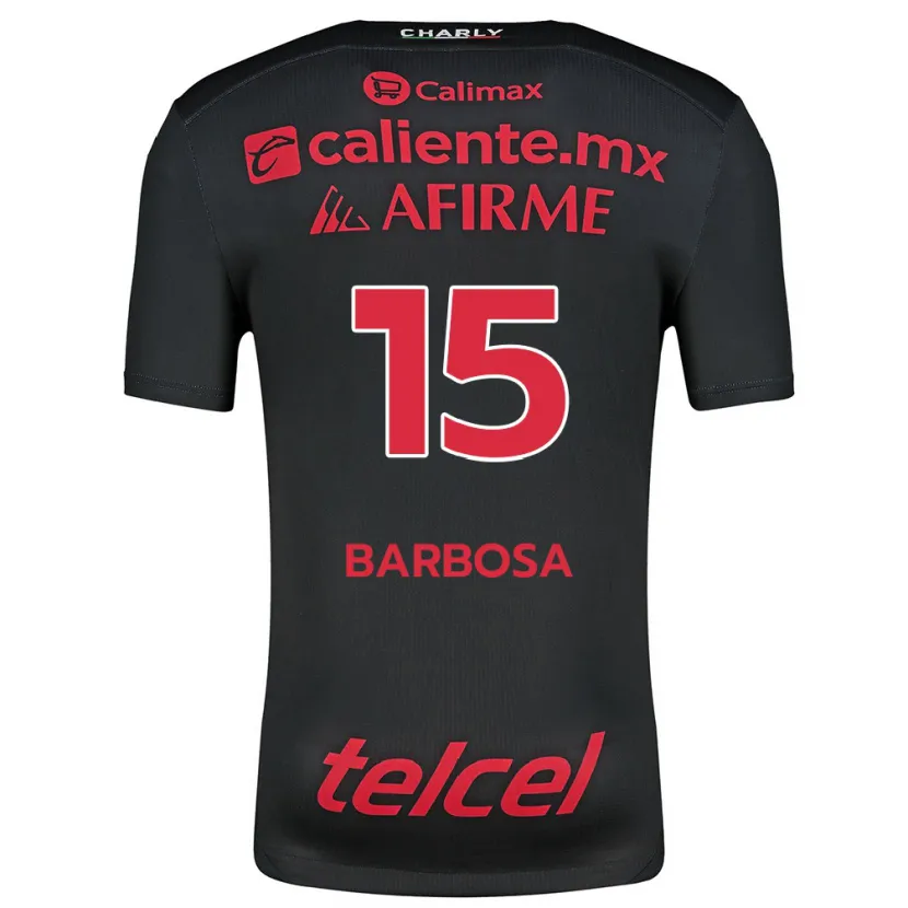 Danxen Dzieci Diego Barbosa #15 Czarny Czerwony Domowa Koszulka 2024/25 Koszulki Klubowe