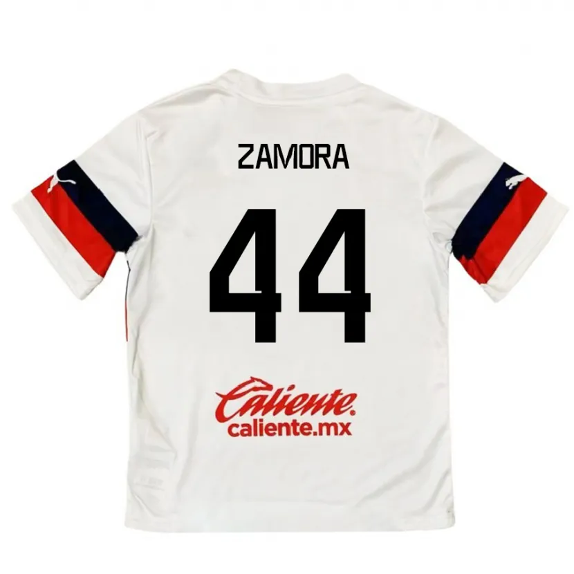 Danxen Dzieci Saúl Zamora #44 Biało - Czerwony Wyjazdowa Koszulka 2024/25 Koszulki Klubowe
