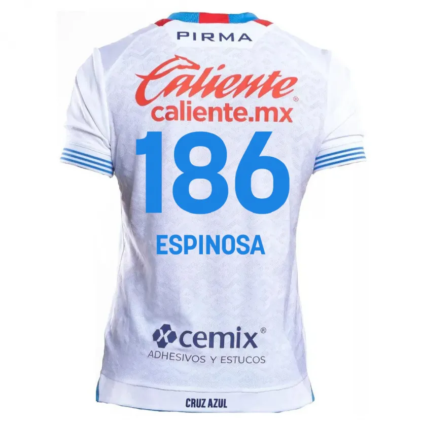Danxen Męski Brandón Espinosa #186 Biało Niebieski Wyjazdowa Koszulka 2024/25 Koszulki Klubowe