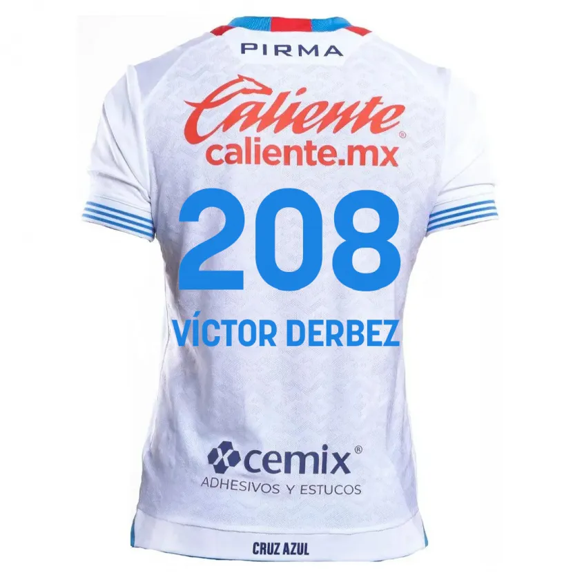 Danxen Męski Louis Víctor Derbez #208 Biało Niebieski Wyjazdowa Koszulka 2024/25 Koszulki Klubowe