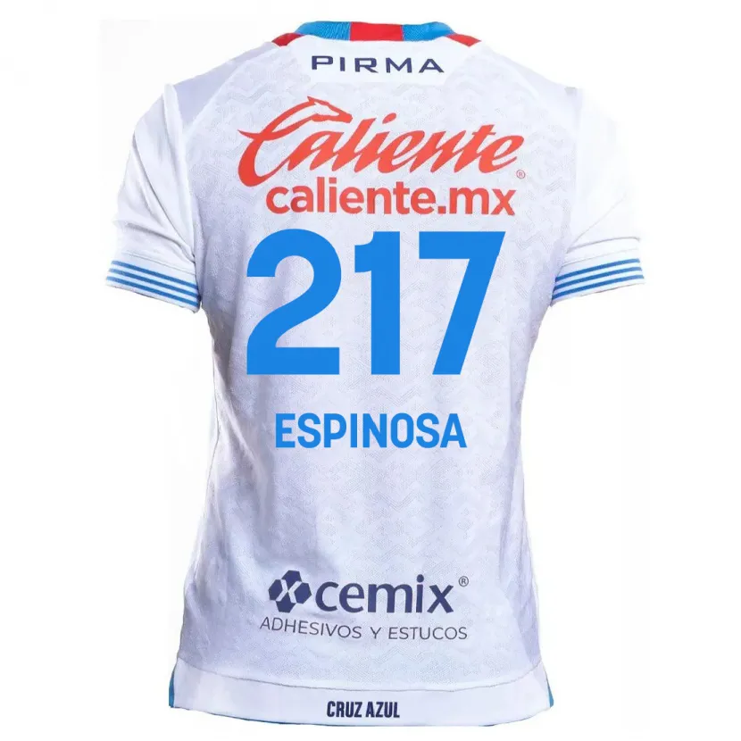 Danxen Męski Samuel Espinosa #217 Biało Niebieski Wyjazdowa Koszulka 2024/25 Koszulki Klubowe
