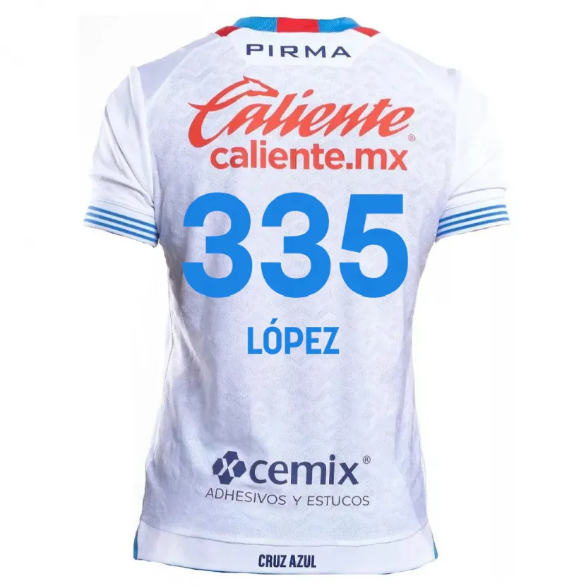 Danxen Męski Alfredo López #335 Biało Niebieski Wyjazdowa Koszulka 2024/25 Koszulki Klubowe