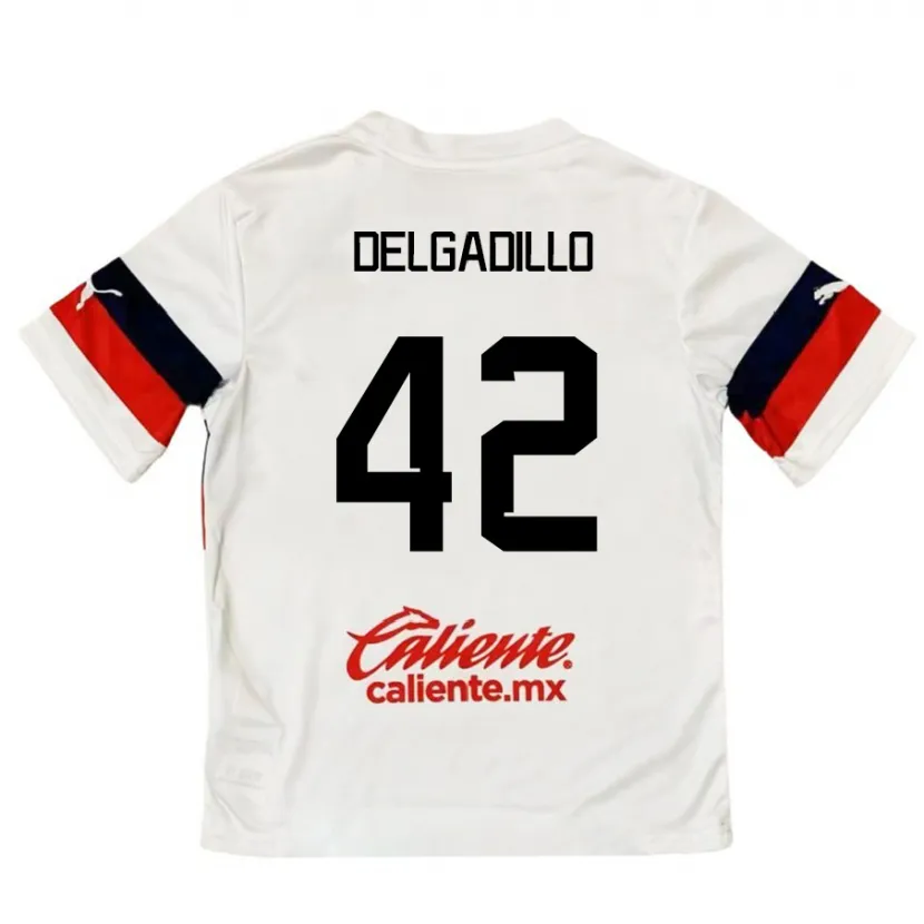 Danxen Kobiety Diego Delgadillo #42 Biało - Czerwony Wyjazdowa Koszulka 2024/25 Koszulki Klubowe