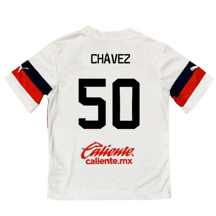 Danxen Kobiety Mateo Chávez #50 Biało - Czerwony Wyjazdowa Koszulka 2024/25 Koszulki Klubowe