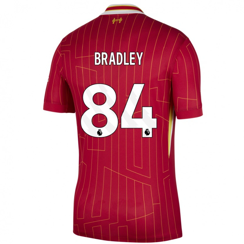 Danxen Dzieci Conor Bradley #84 Czerwony Żółty Biały Domowa Koszulka 2024/25 Koszulki Klubowe