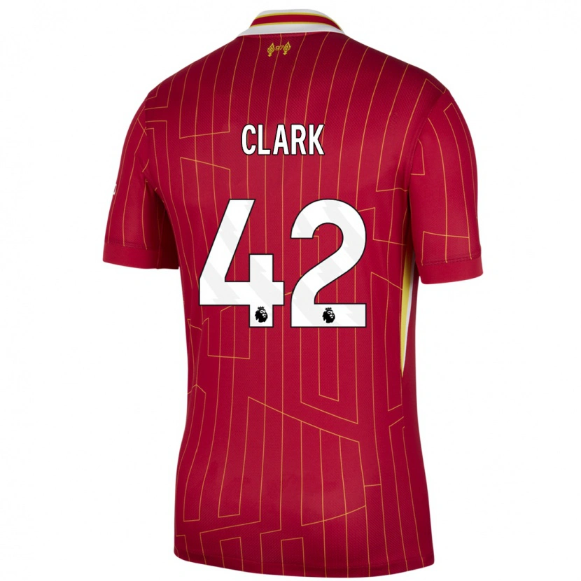 Danxen Dzieci Bobby Clark #42 Czerwony Żółty Biały Domowa Koszulka 2024/25 Koszulki Klubowe