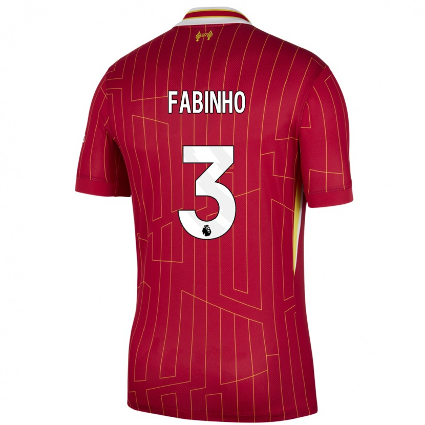 Danxen Dzieci Fabinho #3 Czerwony Żółty Biały Domowa Koszulka 2024/25 Koszulki Klubowe