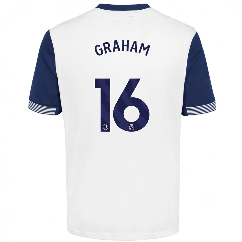 Danxen Dzieci Kit Graham #16 Biały Niebieski Domowa Koszulka 2024/25 Koszulki Klubowe