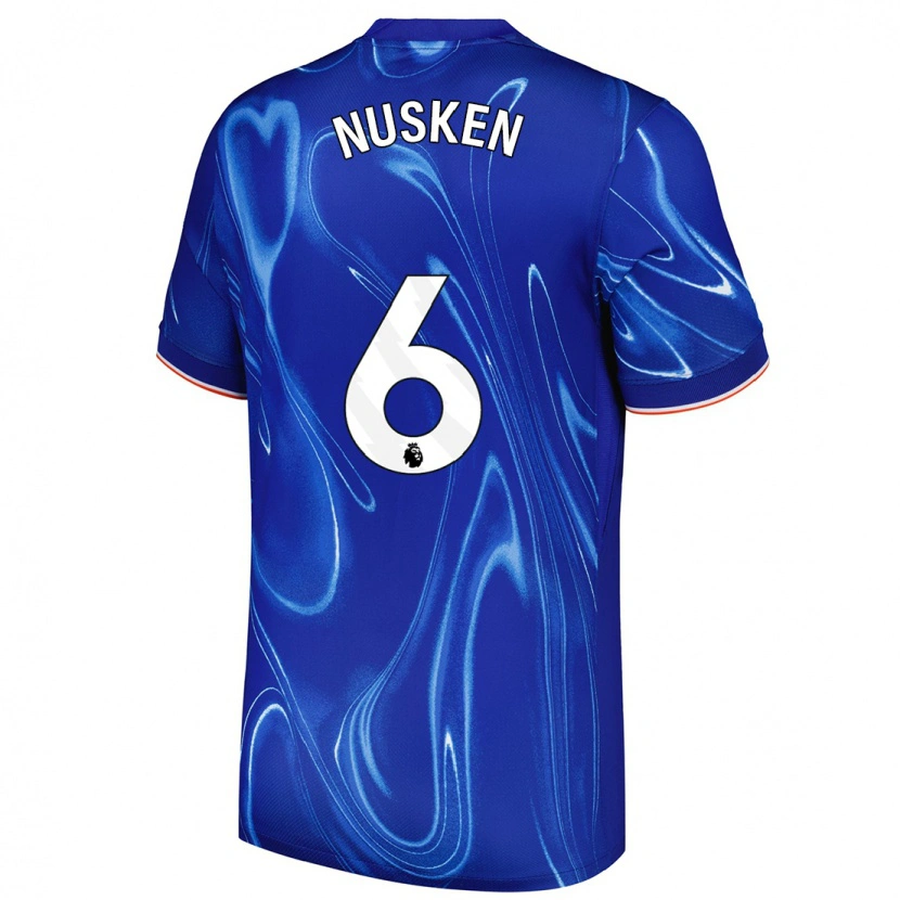 Danxen Dzieci Sjoeke Nüsken #6 Niebieski Biały Domowa Koszulka 2024/25 Koszulki Klubowe