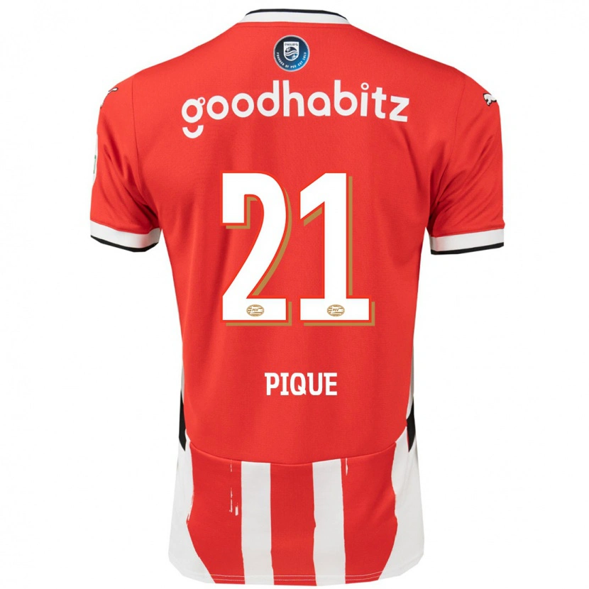 Danxen Dzieci Naomi Piqué #21 Czerwony Biały Domowa Koszulka 2024/25 Koszulki Klubowe