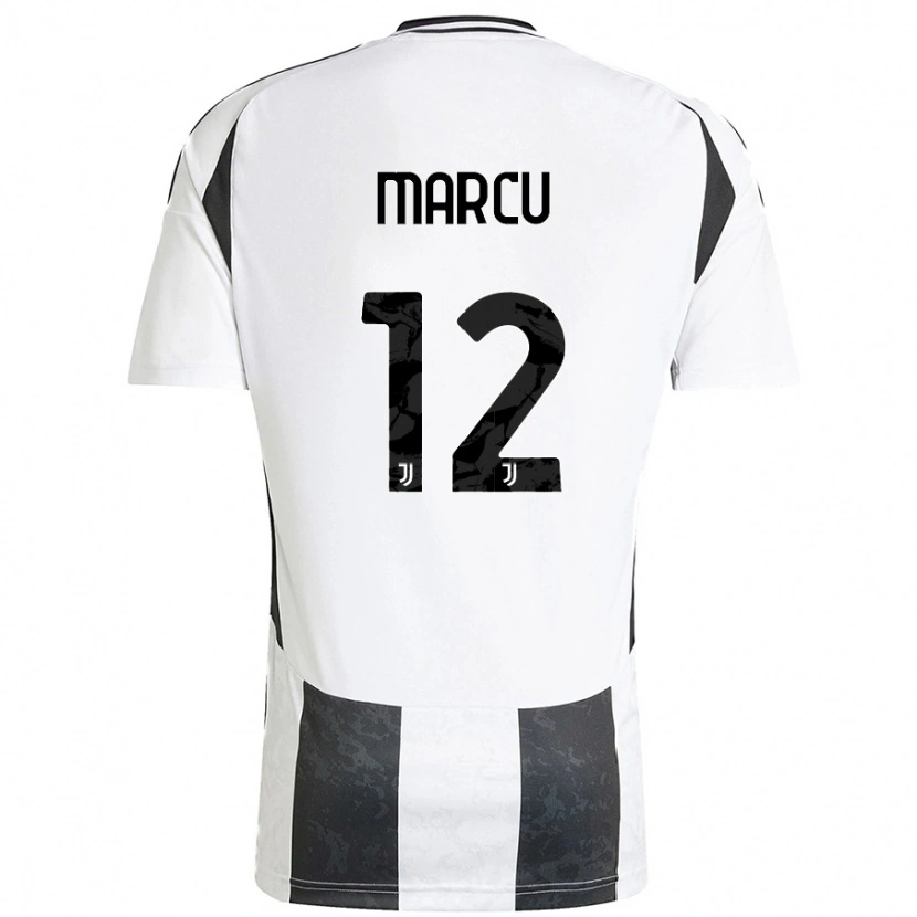 Danxen Dzieci Alessio Marcu #12 Biały Czarny Domowa Koszulka 2024/25 Koszulki Klubowe