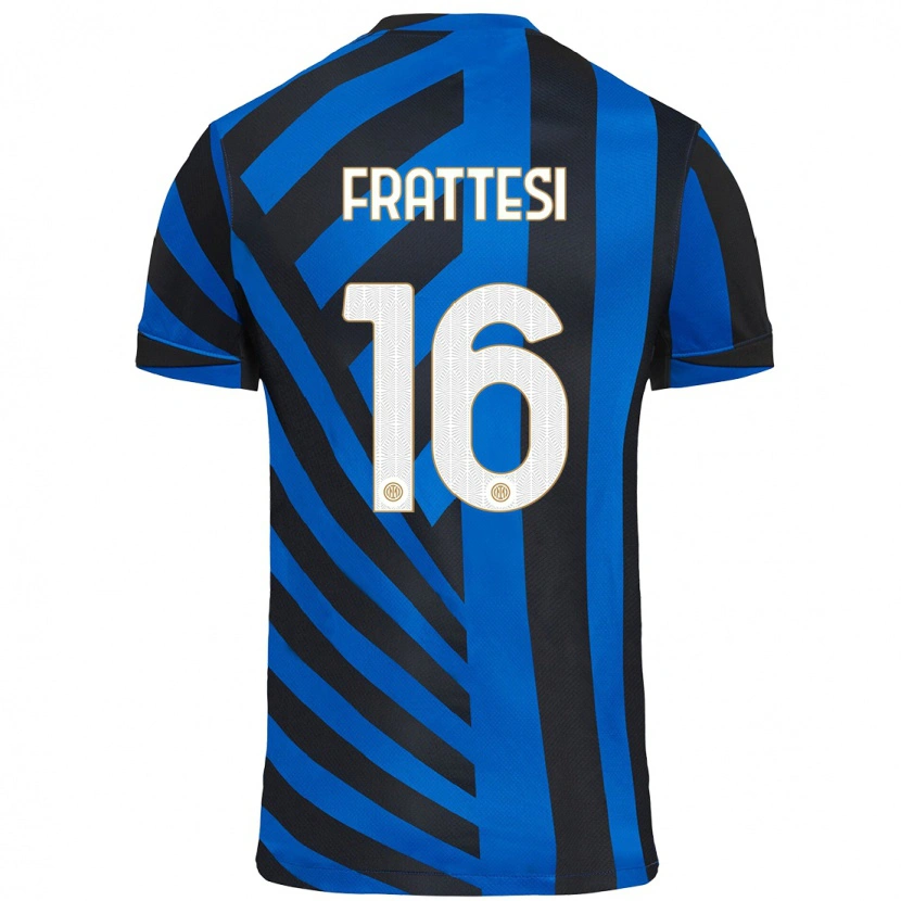 Danxen Dzieci Davide Frattesi #16 Niebiesko-Czarny Domowa Koszulka 2024/25 Koszulki Klubowe