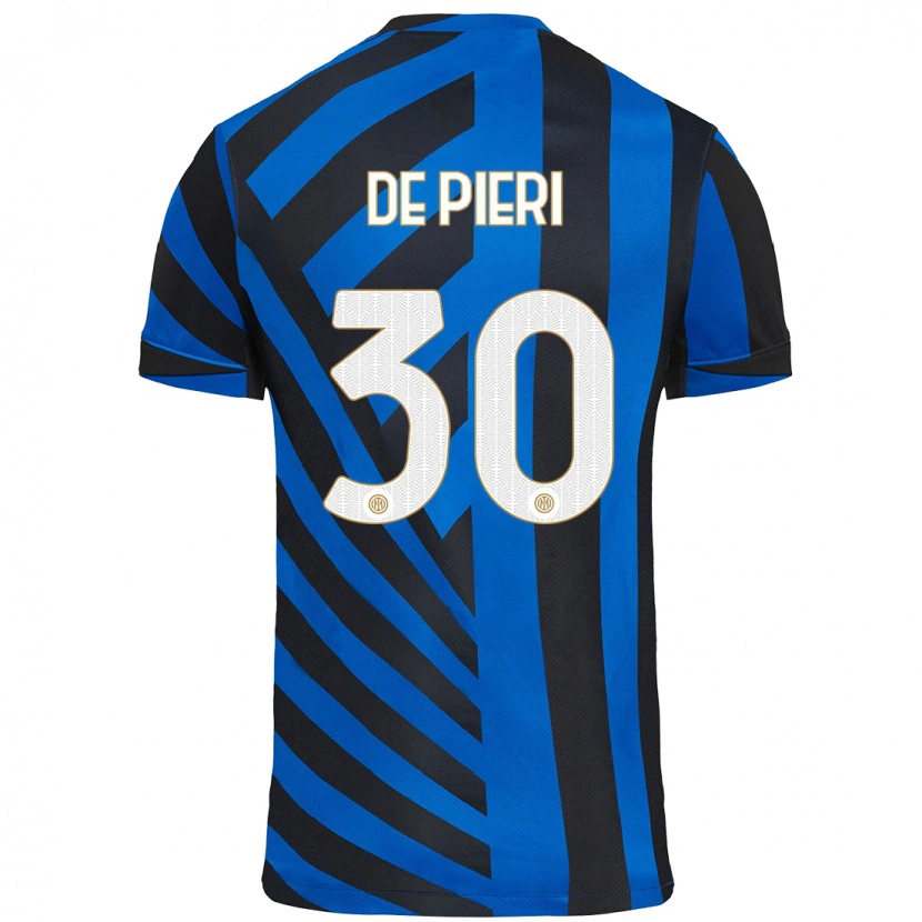 Danxen Dzieci Giacomo De Pieri #30 Niebiesko-Czarny Domowa Koszulka 2024/25 Koszulki Klubowe