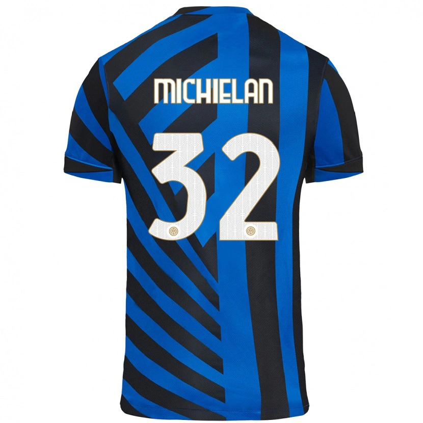 Danxen Dzieci Mattia Michielan #32 Niebiesko-Czarny Domowa Koszulka 2024/25 Koszulki Klubowe