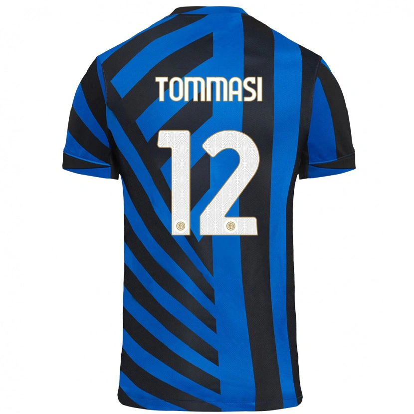 Danxen Dzieci Francesco Tommasi #12 Niebiesko-Czarny Domowa Koszulka 2024/25 Koszulki Klubowe