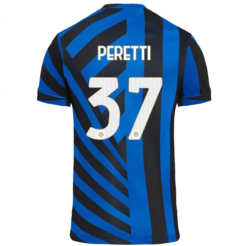 Danxen Dzieci Lorenzo Peretti #37 Niebiesko-Czarny Domowa Koszulka 2024/25 Koszulki Klubowe