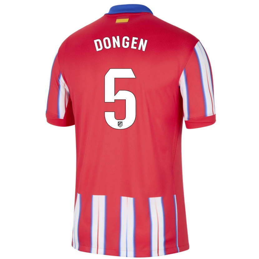 Danxen Dzieci Merel Van Dongen #5 Czerwony Biały Niebieski Domowa Koszulka 2024/25 Koszulki Klubowe