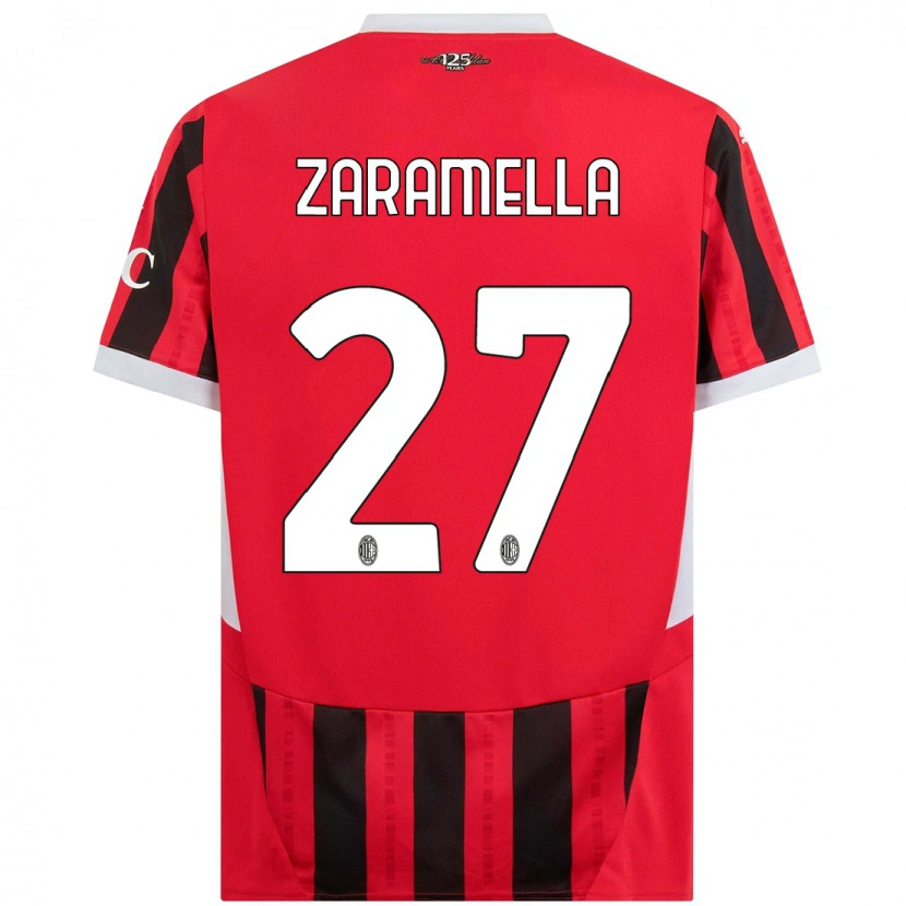 Danxen Dzieci Mattia Zaramella #27 Czerwony Czarny Domowa Koszulka 2024/25 Koszulki Klubowe