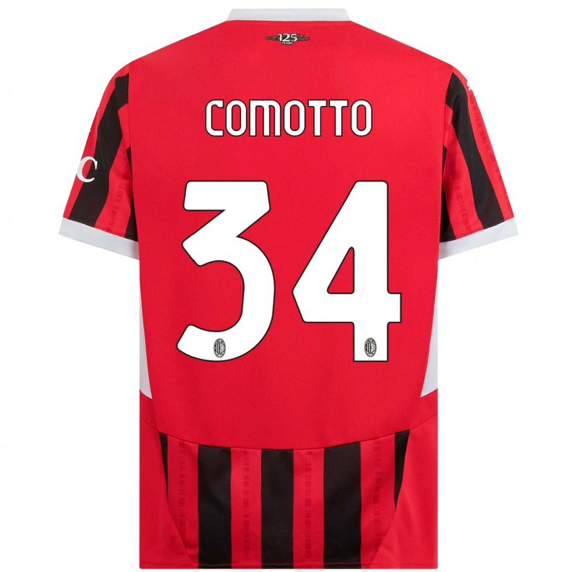 Danxen Dzieci Christian Comotto #34 Czerwony Czarny Domowa Koszulka 2024/25 Koszulki Klubowe