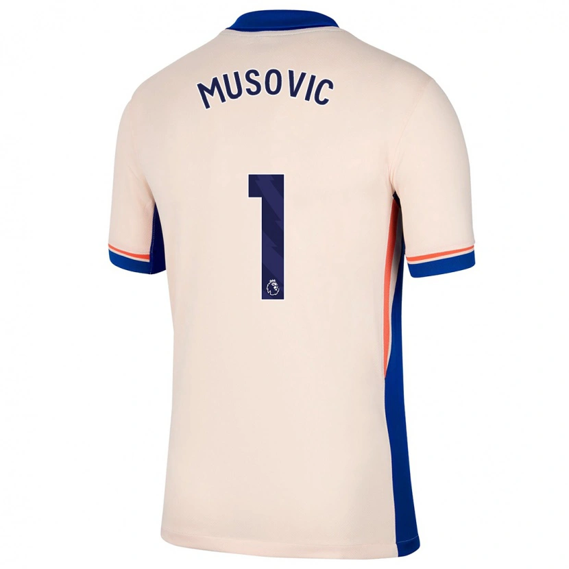 Danxen Dzieci Zećira Mušović #1 Jasnobeżowy Wyjazdowa Koszulka 2024/25 Koszulki Klubowe