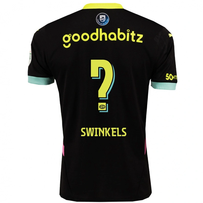 Danxen Dzieci Michal Swinkels #0 Czarny Żółty Wyjazdowa Koszulka 2024/25 Koszulki Klubowe